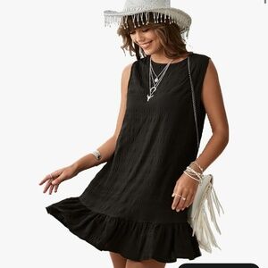 SOLY HUX Women's Ruffle Hem Sleeveless Tank Dress Round Neck Casual Smock Summer